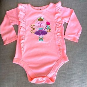 Garanimals, Pink, Cat Ballerina, Long Sleeve, Onesie, Size 18 Months